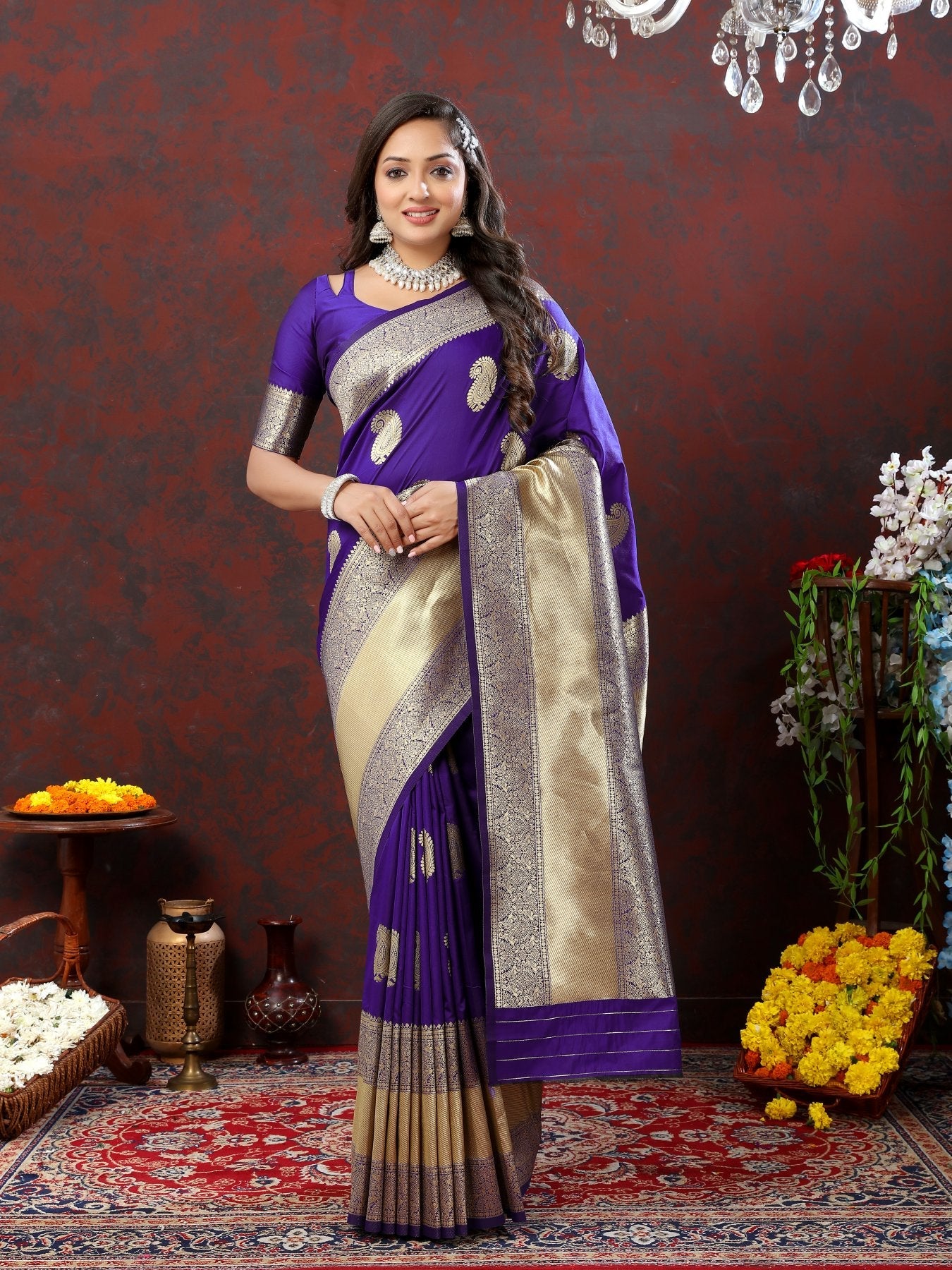 Mesmeric Purple Soft Banarasi Silk Saree With Panache Blouse Piece