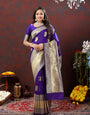 Mesmeric Purple Soft Banarasi Silk Saree With Panache Blouse Piece