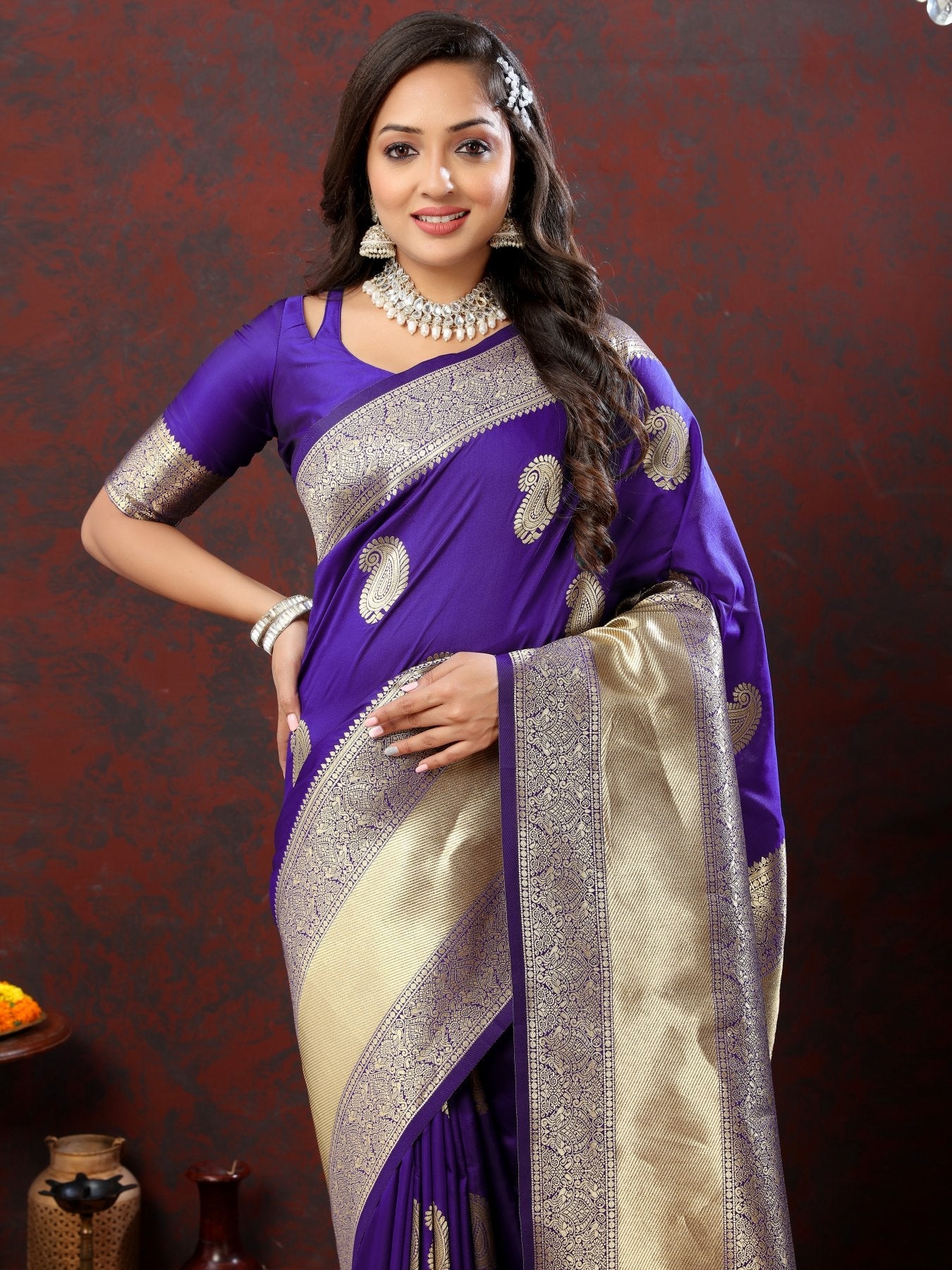 Mesmeric Purple Soft Banarasi Silk Saree With Panache Blouse Piece