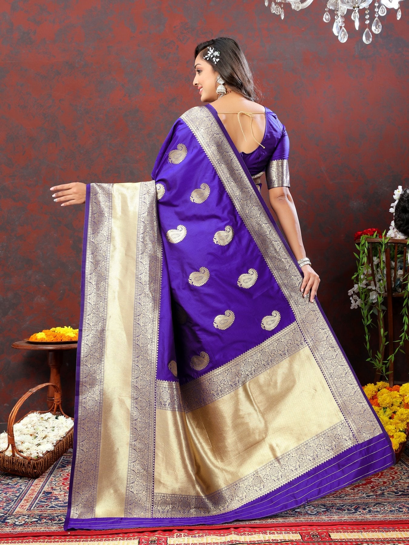 Mesmeric Purple Soft Banarasi Silk Saree With Panache Blouse Piece