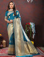 Blissful Rama Soft Banarasi Silk Saree With Pulsating Blouse Piece