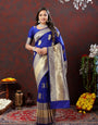 Propinquity Royal Blue Soft Banarasi Silk Saree With Traditional Blouse Piece