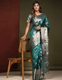 Dissemble Rama Organza Silk Saree With Enamoring Blouse Piece