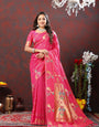 Captivating Dark Pink Paithani Silk Saree With Jubilant Blouse Piece