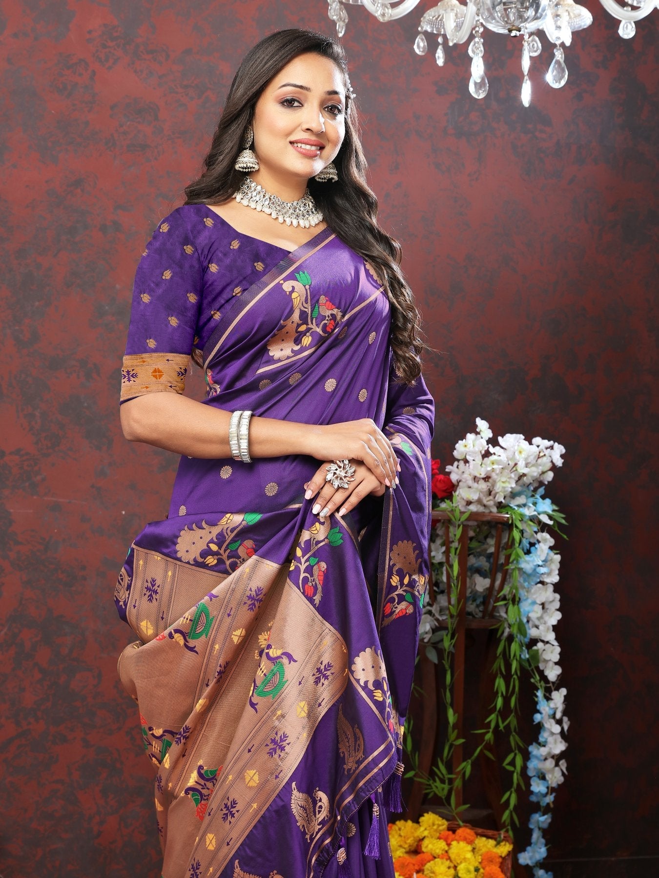 Beleaguer Purple Paithani Silk Saree With Enthralling Blouse Piece