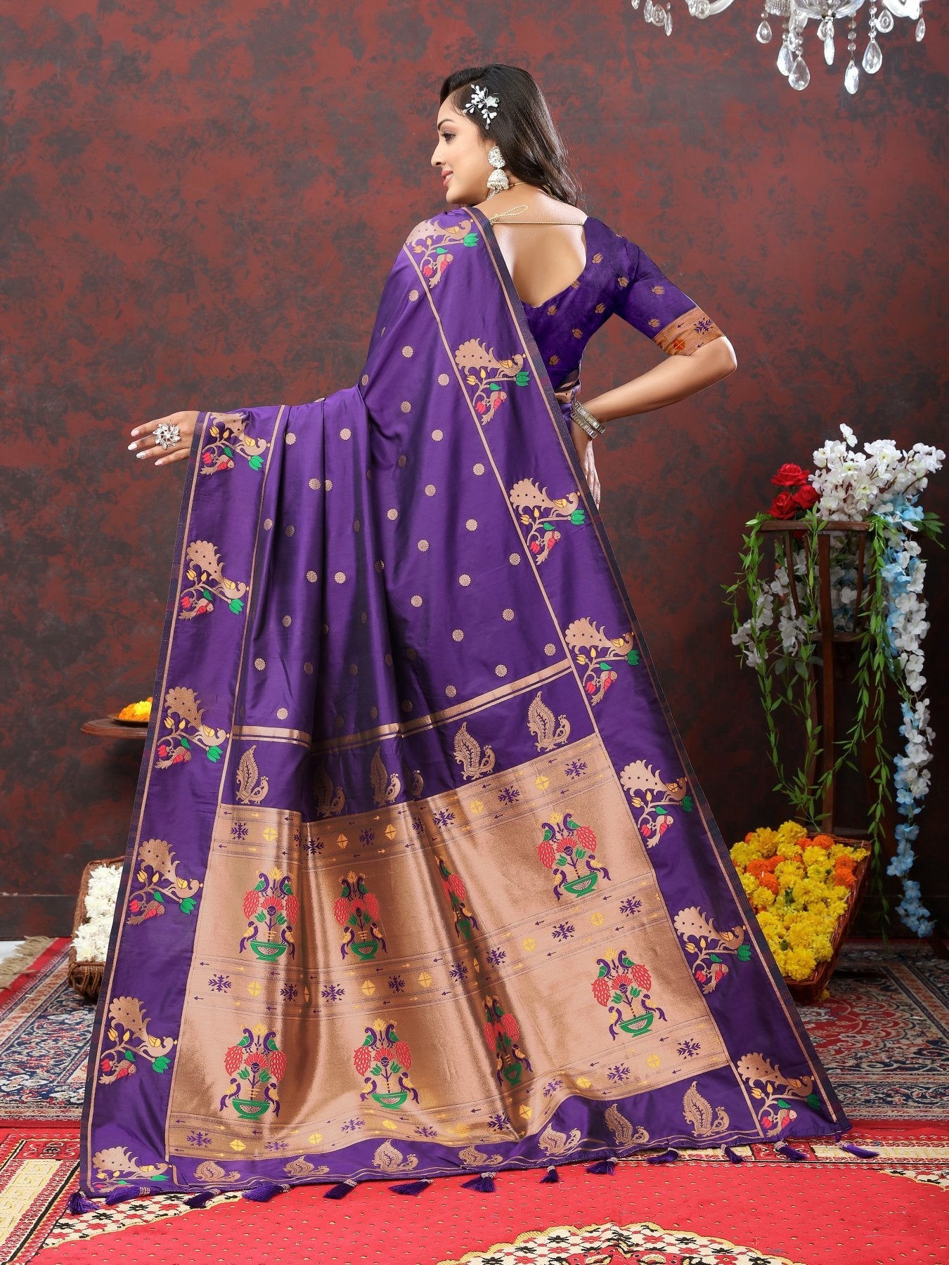 Beleaguer Purple Paithani Silk Saree With Enthralling Blouse Piece