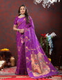 Enticing Wine Paithani Silk Saree With Majestic Blouse Piece