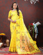 Excellent Yellow Paithani Silk Saree With Exquisite Blouse Piece