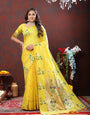 Chatoyant Lemon Paithani Silk Saree With Charismatic Blouse Piece