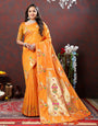 Bucolic Orange Paithani Silk Saree With Piquant Blouse Piece