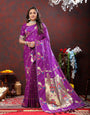 Cynosure Purple Paithani Silk Saree With Scintillating Blouse Piece