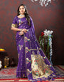 Demure Violet Paithani Silk Saree With Panache Blouse Piece