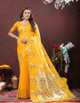 Desuetude Yellow Paithani Silk Saree With Radiant Blouse Piece