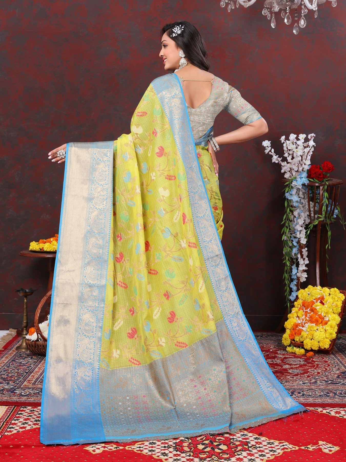 Comely Lemon Cotton Silk Saree With Vivacious Blouse Piece