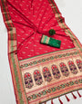 Super classy Red Paithani Silk Saree With Prodigal Blouse Piece