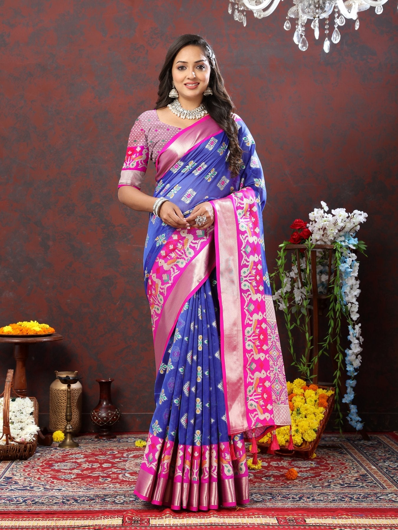 Exquisite Blue Organza Silk Saree With Improbable Blouse Piece