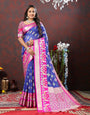 Exquisite Blue Organza Silk Saree With Improbable Blouse Piece