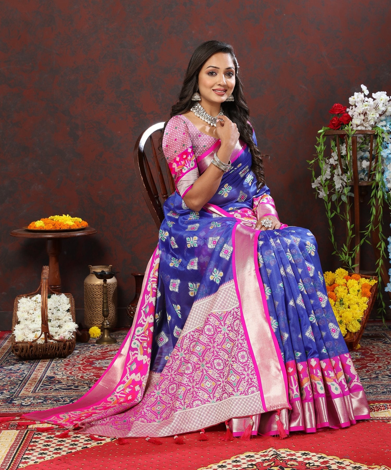 Exquisite Blue Organza Silk Saree With Improbable Blouse Piece