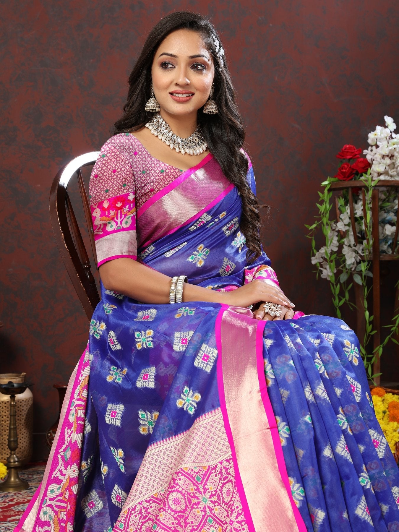 Exquisite Blue Organza Silk Saree With Improbable Blouse Piece