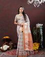 Stunner Grey Cotton Silk Saree With Magnificat Blouse Piece