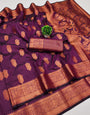 Appealing Purple Soft Banarasi Silk Saree With Unequalled Blouse Piece