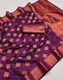 Smart Purple Soft Banarasi Silk Saree With Incomparable Blouse Piece