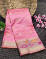 Mellifluous Baby Pink Soft Banarasi Silk Saree With Classic Blouse Piece