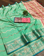 Lissome Sea Green Soft Banarasi Silk Saree With Stunner Blouse Piece