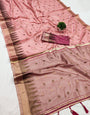 Lassitude Baby Pink Soft Banarasi Silk Saree With Fairytale Blouse Piece