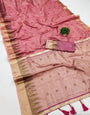 Capricious Pink Soft Banarasi Silk Saree With Symmetrical Blouse Piece