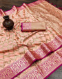 Mesmerising Peach Soft Banarasi Silk Saree With Amiable Blouse Piece