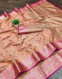 Sensational Peach Soft Banarasi Silk Saree With Engaging Blouse Piece