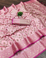 Refreshing Pink Soft Banarasi Silk Saree With Pleasurable Blouse Piece