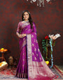 Gleaming Purple Soft Banarasi Silk Saree With Magnetic Blouse Piece