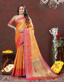 Pretty Orange Soft Banarasi Silk Saree With Surreptitious Blouse Piece