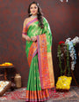 Flattering Perrot Soft Banarasi Silk Saree With Serendipity Blouse Piece