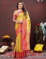 Elegant Yellow Soft Banarasi Silk Saree With Seraglio Blouse Piece