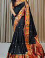 Marvellous Black Soft Banarasi Silk Saree With Scintilla Blouse Piece