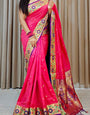 Evanescent Dark Pink Soft Banarasi Silk Saree With Prettiest Blouse Piece