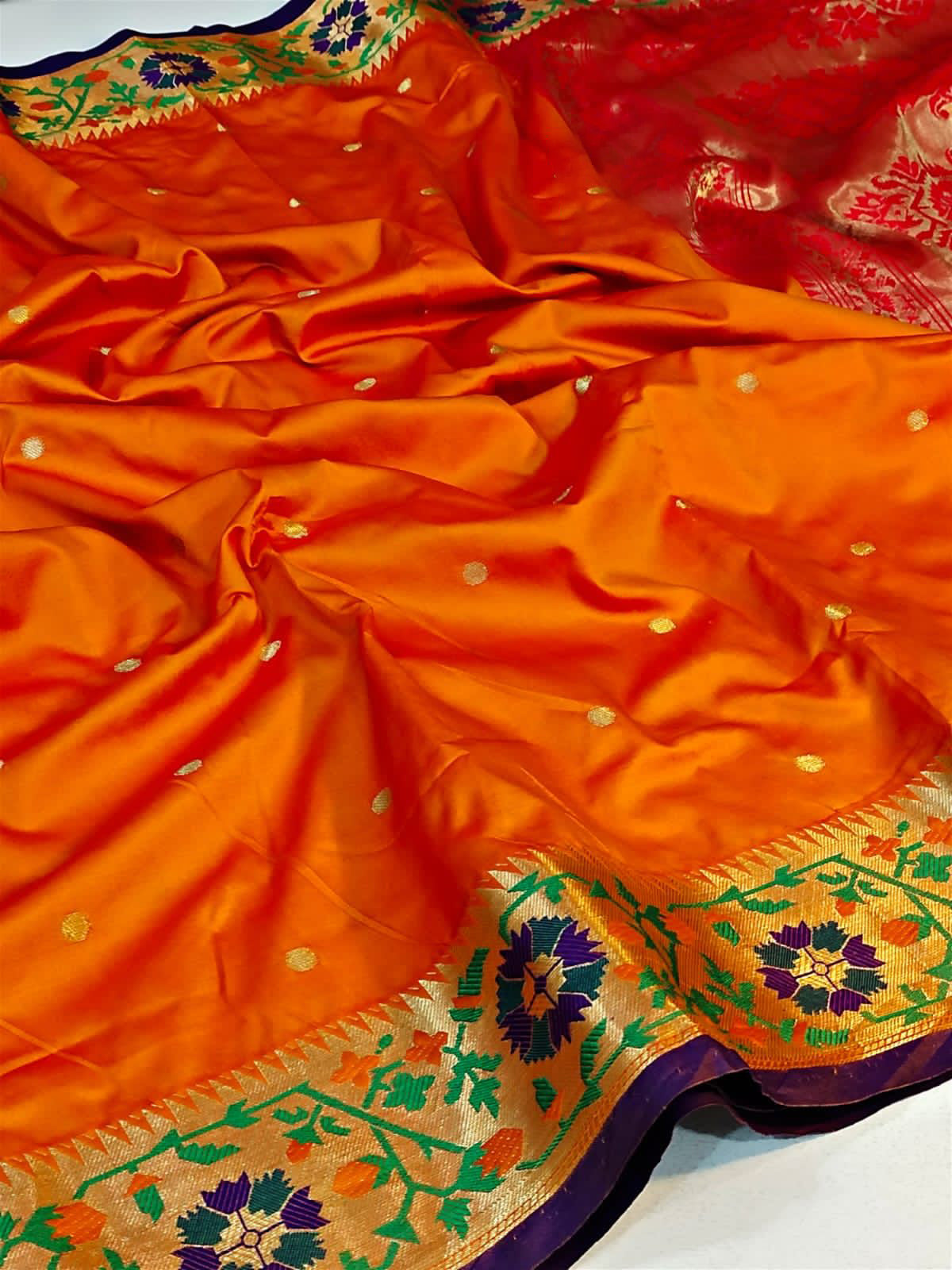 Trendy Orange Soft Banarasi Silk Saree With Ratatouille Blouse Piece