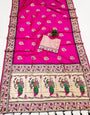 Sonorous Dark Pink Paithani Silk Saree With Propinquity Blouse Piece