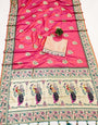 Most Stunning Pink Paithani Silk Saree With Luxuriant Blouse Piece