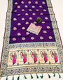 Prettiest Purple Paithani Silk Saree With Enchanting Blouse Piece