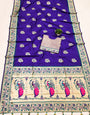 Nectarous Royal Blue Paithani Silk Saree With Panoply Blouse Piece