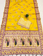 Glorious Yellow Paithani Silk Saree With Fragrant Blouse Piece