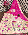 Verdant Dark Pink Paithani Silk Saree With Nemesis Blouse Piece