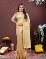 Mesmeric Beige Cotton Silk Saree With Splendiferous Blouse Piece