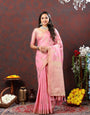 Prominent Pink Cotton Silk Saree With Smashing Blouse Piece