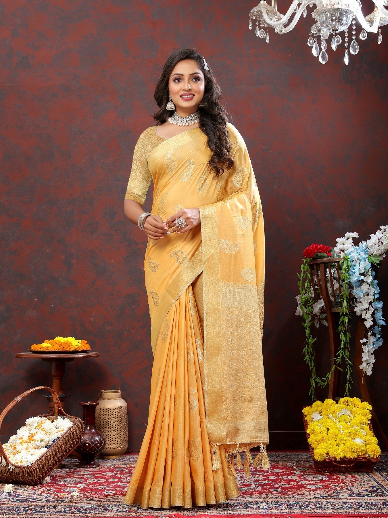 Exceptional Yellow Cotton Silk Saree With Confounding Blouse Piece