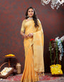 Exceptional Yellow Cotton Silk Saree With Confounding Blouse Piece